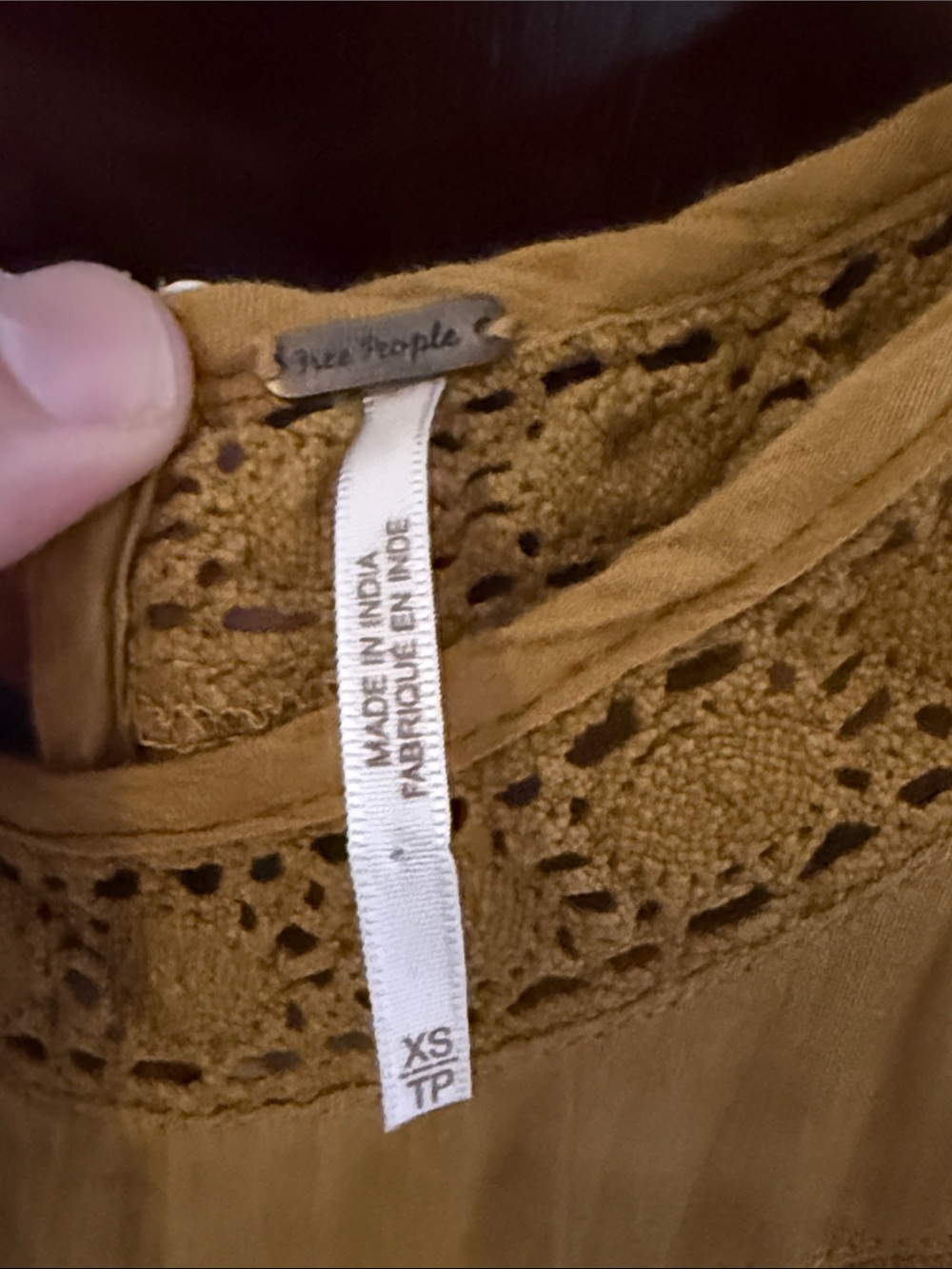 Free People Mustard Yellow Embroidered Boho Blouse - Picture 2 of 3